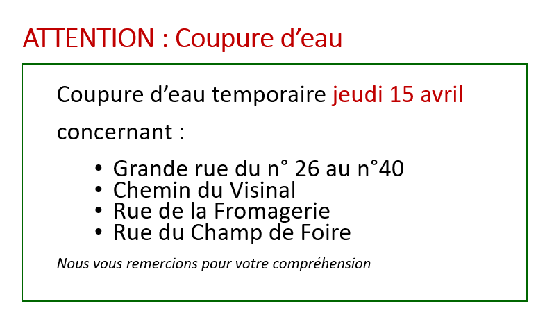 Coupure d’eau le 15/04